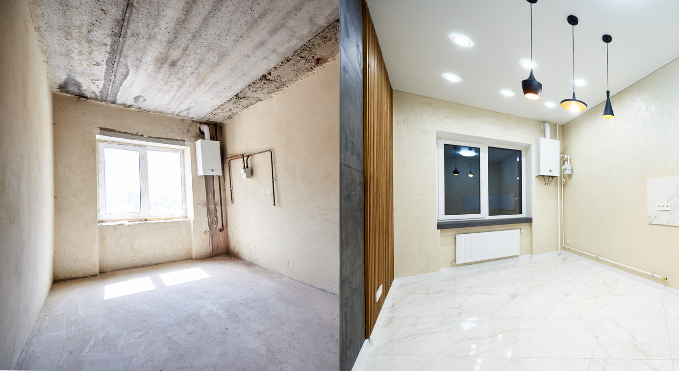 Societe de peintre en batiment a Saint-Gervais-les-Bains en Haute-Savoie, La Haute Peinture realise la renovation complete de pieces de vie avec peinture interieure, enduits decoratifs, preparation des supports, finitions haut de gamme et transformation des espaces avant apres.