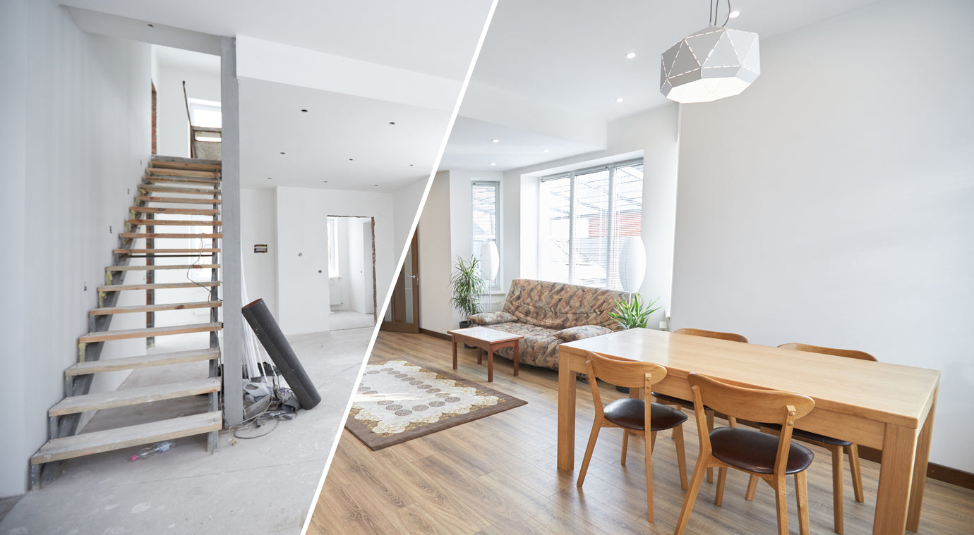 Societe de peintre en batiment a Cluses en Haute-Savoie, La Haute Peinture realise la renovation complete de salons avec peinture interieure, preparation des supports, finitions haut de gamme et transformation des espaces de vie avant apres.